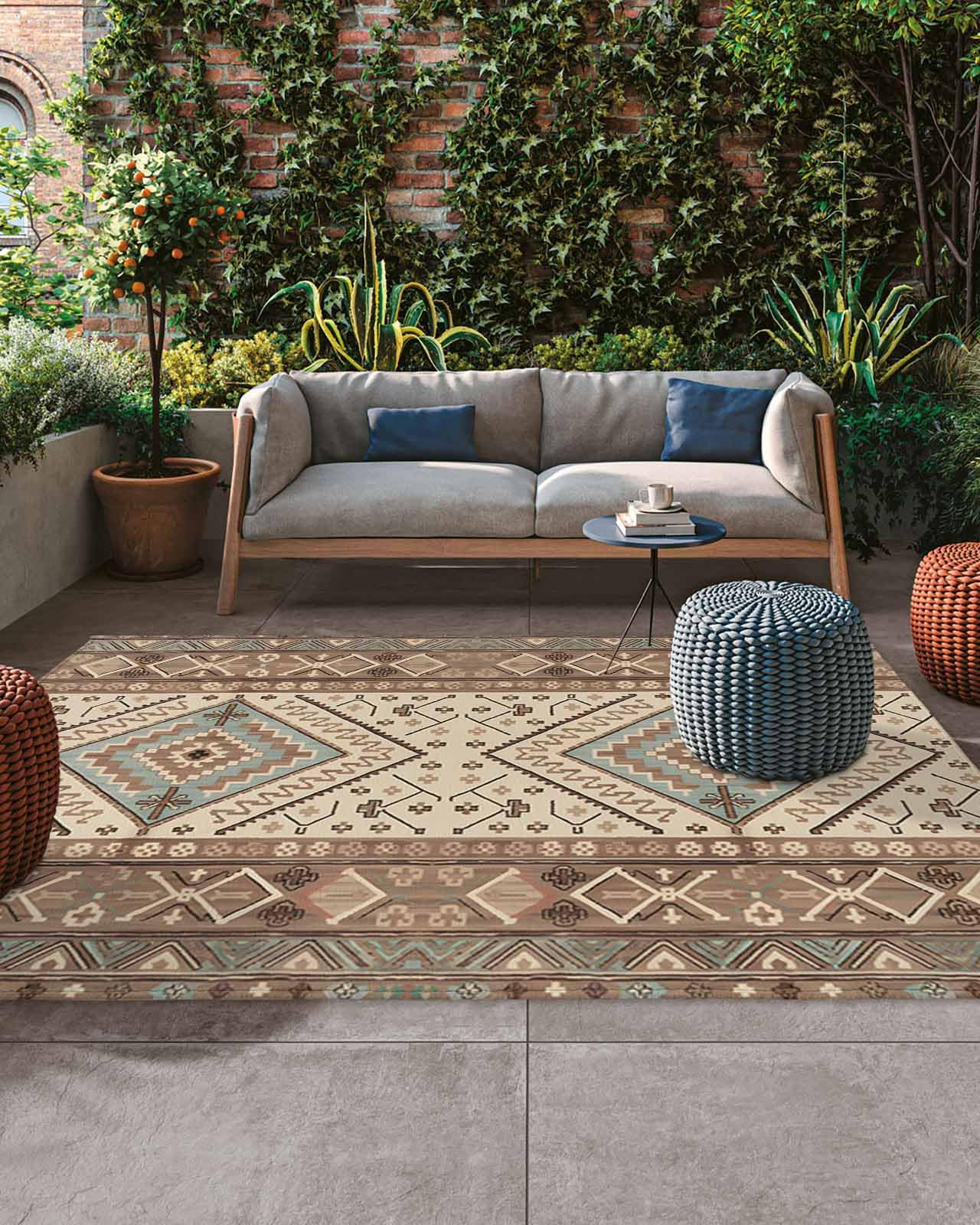 Amazon.com: 5'x8' Outdoor Rug for Patio, Bohemia Turkish Pattern